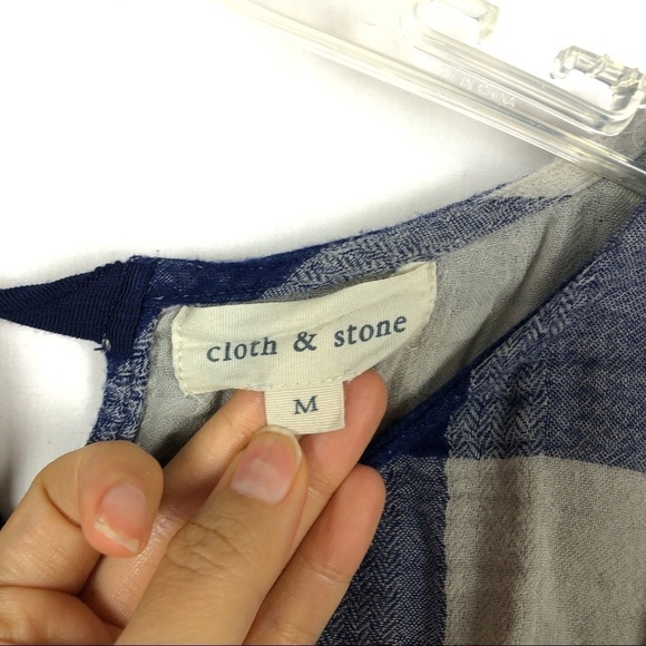 Anthro cloth & stone blue plaid blouse - Picture 3 of 7